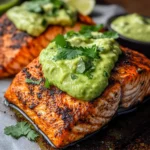 Baked Cajun Salmon With Avocado Lime Sauce