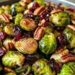 Balsamic Roasted Brussels Sprouts with Cranberries & Pecans