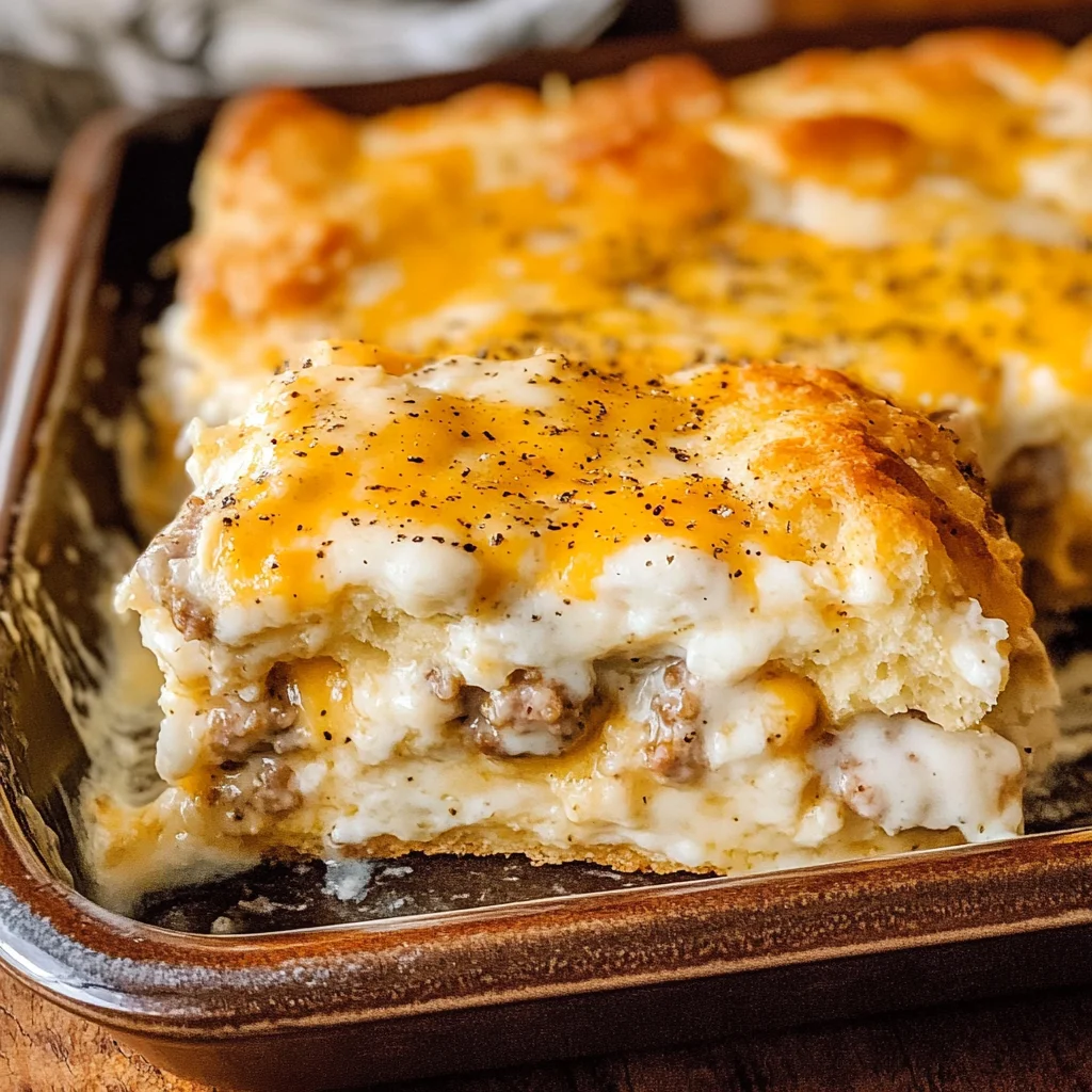 Biscuits and Gravy Breakfast Casserole