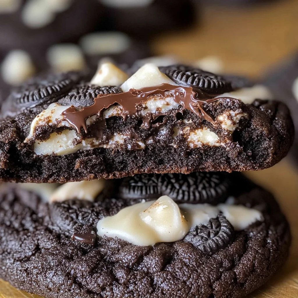 Crumbl chocolate cookies and cream cookies