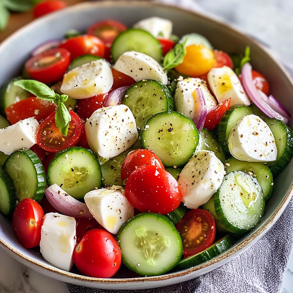 Fresh Cucumber Caprese Salad