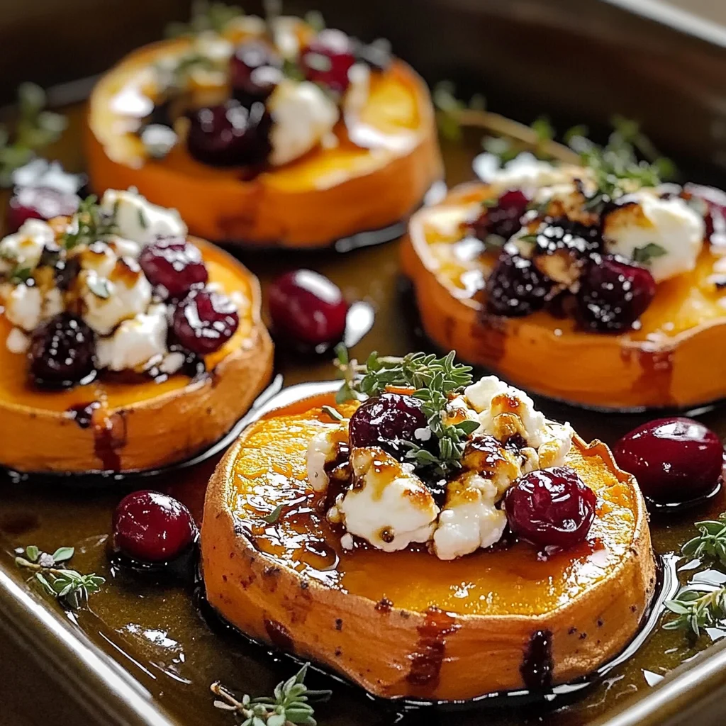 Sweet Potato Rounds with Goat Cheese & Cranberries