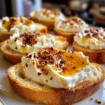 Sweet and Spicy Whipped Feta Crostini with Hot Honey Magic
