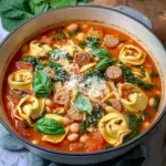 Easy Sausage Spinach Tortellini Soup