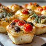 Focaccia Muffins (Easy No Knead with 3 Flavors)