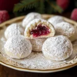 Raspberry Almond Snowball Cookies (Jam Stuffed Snowballs)